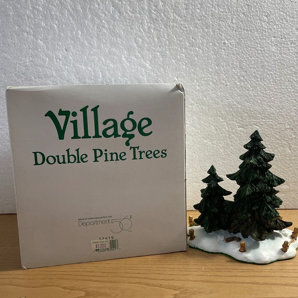 Department 56 Double Pine Trees Christmas Village Accessory Retired # 52619 - Picture 1 of 10